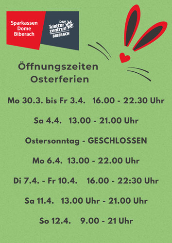 Öffnungszeiten in den Osterferien